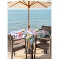 thumbnail image 3 of Outdoor Tablecloth with Umbrella Hole for Patio/Picnic/Party/Camping, Pink Flowers Waterproof Table Cloth Square Cover Washable, Spring Floral Butterfly Leaves Plants Blue Plaid (54"x 54"), 3 of 8