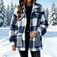 thumbnail image 6 of FchengtaiS Sherpa Fleece Jackets For Women Fuzzy Button Down Plaid Coats Fall Winter Warm Outerwear With Pocket, 6 of 7