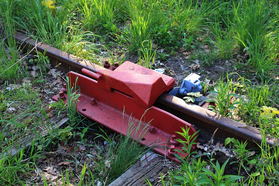 Canvas Print Stop Derailer Railway Scotch Block Tracks Stretched Canvas