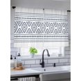 thumbnail image 5 of Sheer Curtains 45 Inch Length 2 Panels Set for Kitchen, Navy Blue Boho Semi Sheer Curtains for Windows, Vintage Southwestern Geometric Stripes Voile Window Treatments Rod Pocket Curtain, 5 of 7