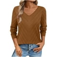 thumbnail image 2 of FDGIU Women's Lightweight V-Neck Sweater‌ - Long Sleeve Knit Pullover Tops, Loose Fit Crochet Casual Tunic for Fall 2025, 2 of 7