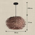 thumbnail image 3 of Weave Rattan Ceiling Pendant Light Fixtures Bird light fixture shade Nest Chandeliers Coffee, 3 of 9