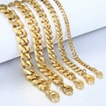 thumbnail image 3 of Mens Women Gold Plated Stainless Steel Curb Cuban Bracelet Chain 3/5/7/9/11mm wide 7inch to 10inch optional, 3 of 4