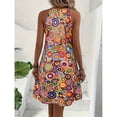 thumbnail image 4 of Multicolor Circle Pattern Halter Neck Midi Dress For Women, Casual Boho Summer Dress, 4 of 5