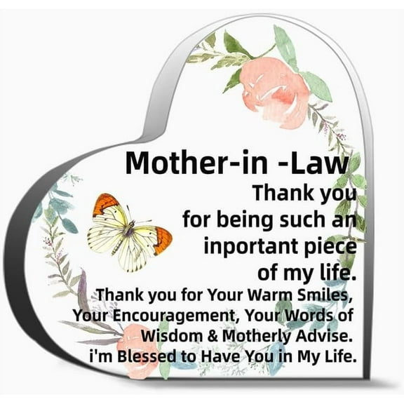 Mother In Law Gifts From Daughter In Law Mothers Day Best Mom Ever Gifts Thank You Gifts For Mom Mot Decor Acrylic Heart Gifts Sign Office Art Decorations