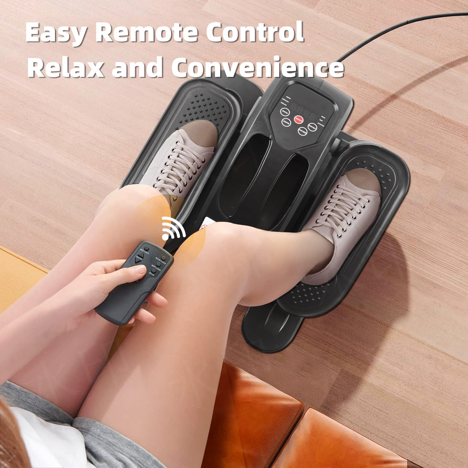 Under Desk Elliptical Machine - Electric, Quiet & Fully Assembled for Seniors. Portable Seated Leg Exerciser with Remote Control. ESL Pedal Trainer