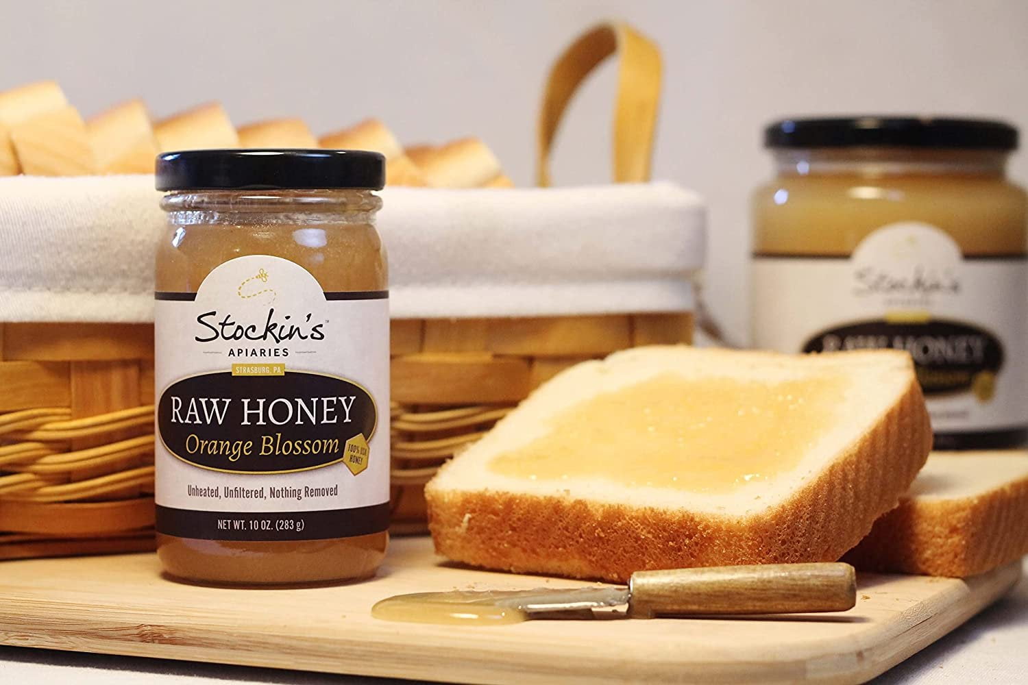 Stockin's Apiaries Raw Orange Blossom Honey, Unheated, Unfiltered, & Nutritious, 10 Oz.