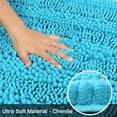 thumbnail image 3 of Uphome Chenille Bath Rug Runner Turquoise Non-Slip Plush Bathroom Rugs 18x47 inch Shaggy Water Absorbent Bath Mat Machine Washable Bath Rug Soft Microfiber Striped Floor Rug for Bathtub Shower\u2026, 3 of 7