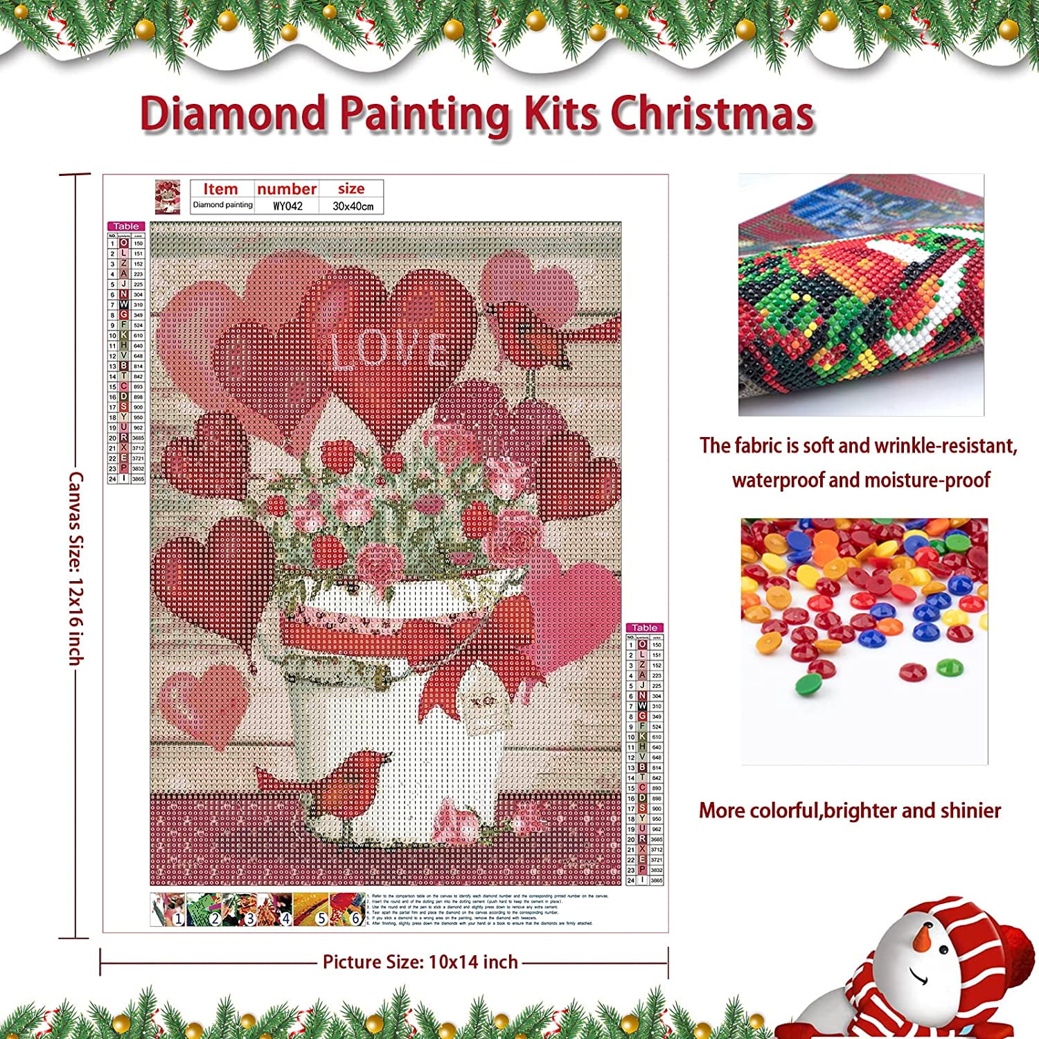 Valentine's Day Diamond Painting Kits,5D Heart Diamond Art Kits for Adults  Kids Beginner,DIY Diamond Art Kits Full Round Drill Diamond Dots