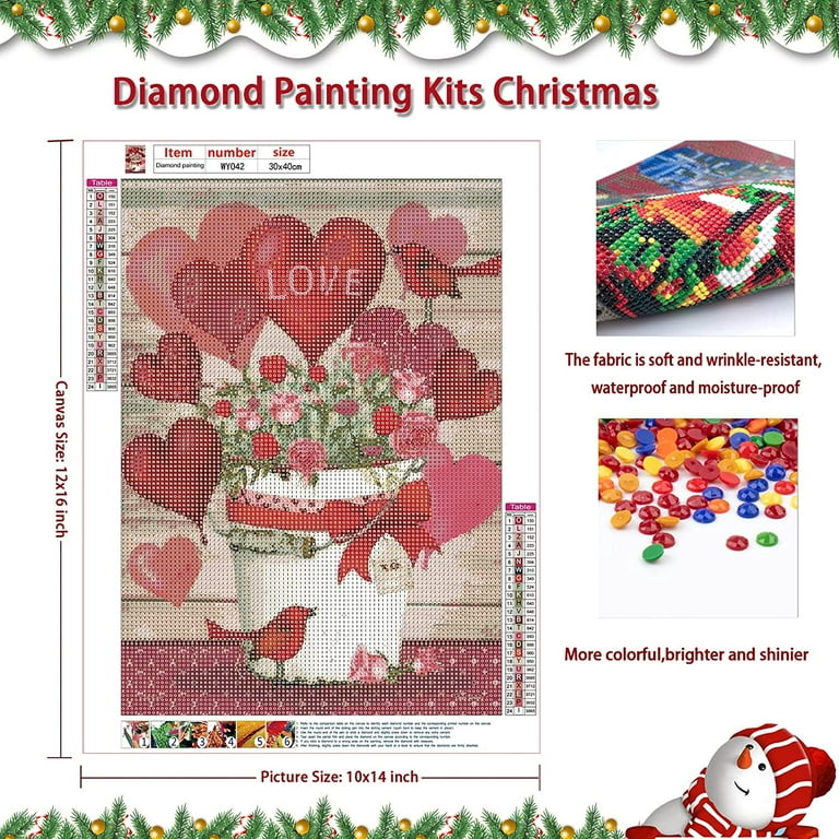 Valentine's Day Diamond Painting Kits,5D Heart Diamond Art Kits for Adults  Kids Beginner,DIY Diamond Art Kits 12X16inch(NO.1133)