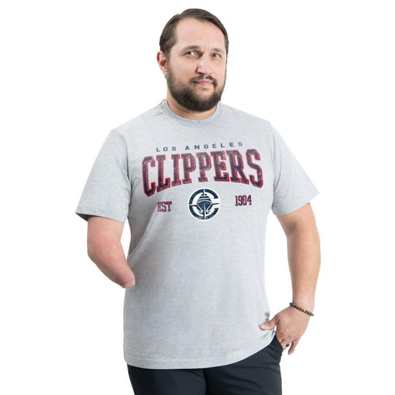 Men's G-III Sports by Carl Banks Gray LA Clippers Adaptive Classic Team Spirit Short Sleeve T-Shirt