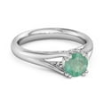thumbnail image 2 of Solitaire 0.25 Ctw Round Emerald 925 Sterling Silver Split Women Valentines Day Gifts Ring, 2 of 3