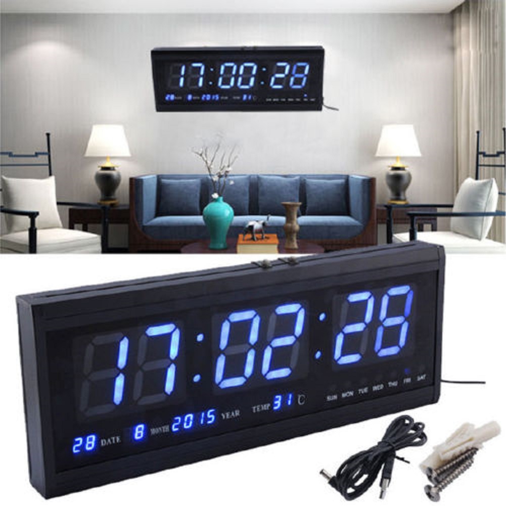 EBTOOLS Digital Large Big Jumbo LED Room Wall Desk Clock W Calendar 