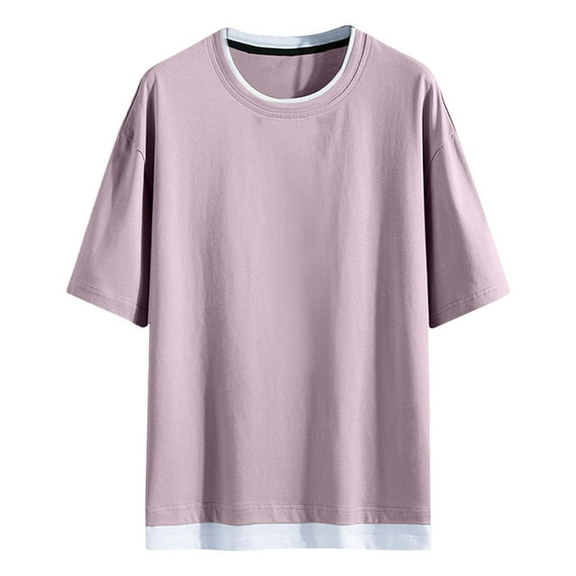 Wyzesi Chandails Cardigan Rouges pour Hommes Courts T-Shirt à Manches Courtes pour Hommes Été T-Shirt en Coton pour Hommes à Demi-Manches Version Coréenne de Couleur Unie Col Ras du Cou Chandail de Base Cardigan de Noël pour Hommes
