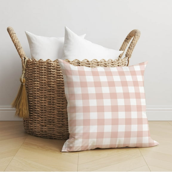 Proper Gingham Pink Throw Pillow