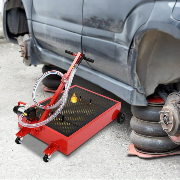 Heavy-Duty 75L Oil Drain Pan with 120W Pump, Large Wheels for Easy Mobility, Efficient Fluid Drainage, 0-145° Adjustable Handle for Convenience