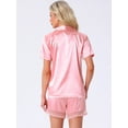 thumbnail image 4 of DARING DIVA Satin Silky Pajamas Button Down 2 Pieces Sleepwear XL Pink, 4 of 7