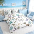 thumbnail image 2 of Manfei Watercolor Seashell Starfish Coral Twin Bedding Sets for Kids Boys and Girls, Coastal Sealife Bedding Comforter Set, Polka Dots Reversible 7pcs, 2 of 6