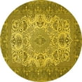 thumbnail image 1 of Ahgly Company Machine Washable Indoor Round Medallion Yellow Traditional Area Rugs, 6' Round, 1 of 4