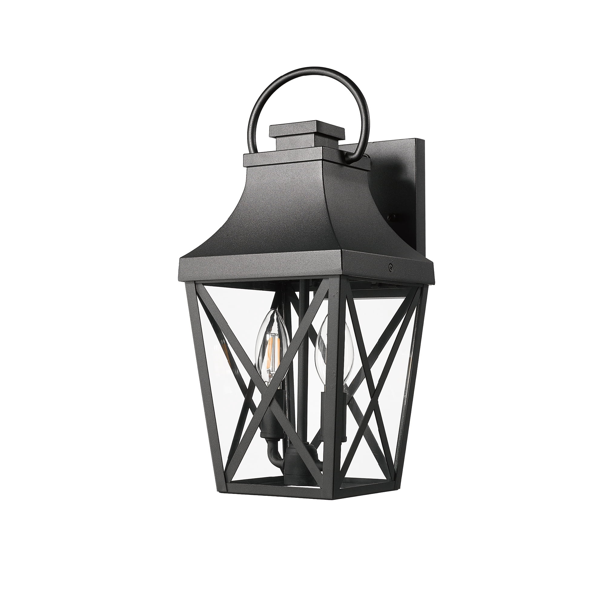 Outdoor Wall Lights, 1 Pack Waterproof Matte Black Glass Wall Sconce Lamp for Garage Patio Porch Yard Decor, Black