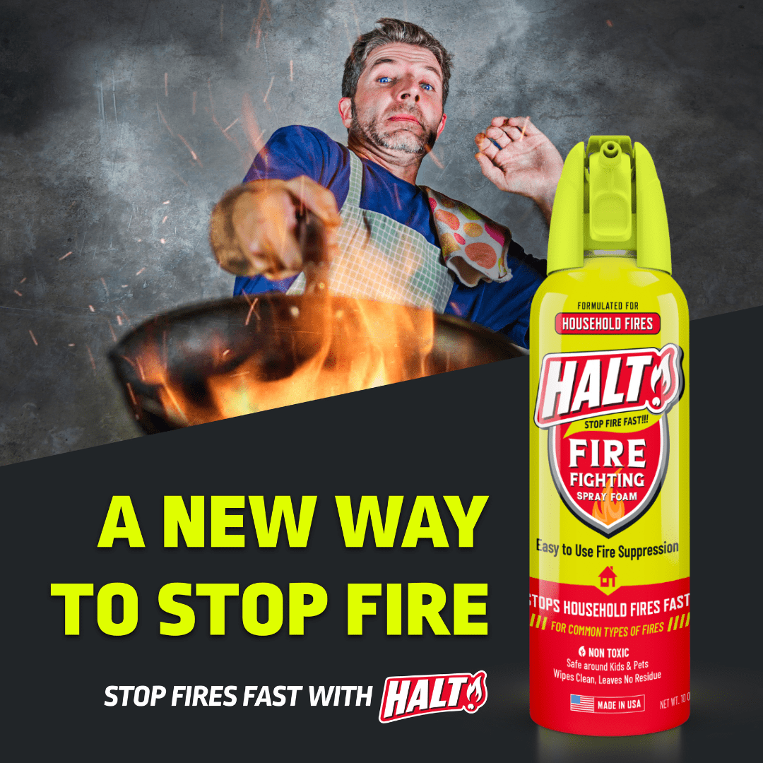 HALT Fire Extinguisher Kit – 10oz Fire Suppression Spray + Fire Blanket - Home Ready Fire Bundle