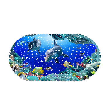 AUQ Baby Bath Mat,Sea Fish Strong Anti-Slip Design Bathroom Rugs,Secure Suction Cups Bath Mat