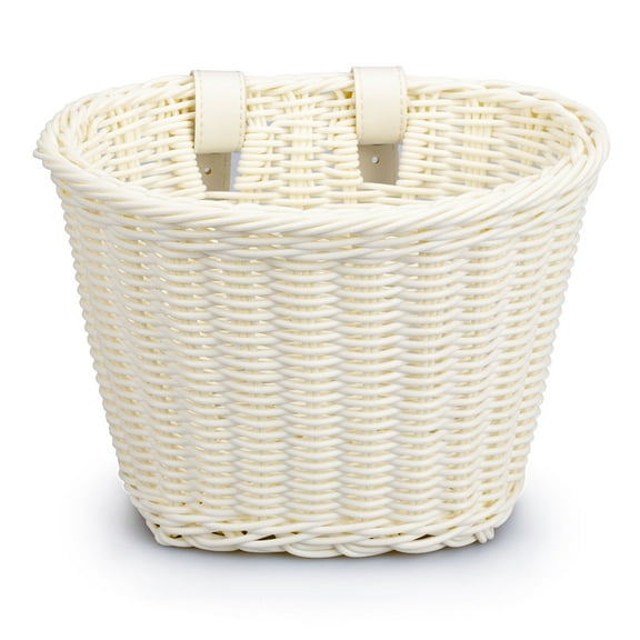 Yucurem Rattan Bike Basket Hand Woven Bike Basket Front Basket Adjustable Waterproof For Bike (White)