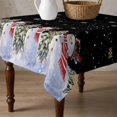 thumbnail image 4 of Black Christmas Snowman Table Cloth Waterproof Tablecloths, Winter Xmas Tree Snowflakes Tablecloth Dining Table Cover for Kitchen Party Tabletop Outdoor, Square Tablecloth 60x60 Inch, 4 of 9