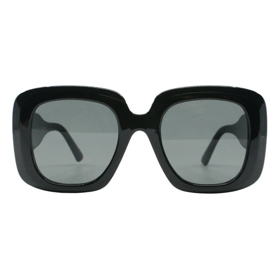 Womens Square Fashion Sunglasses Oversized Thick Frame UV 400 Black