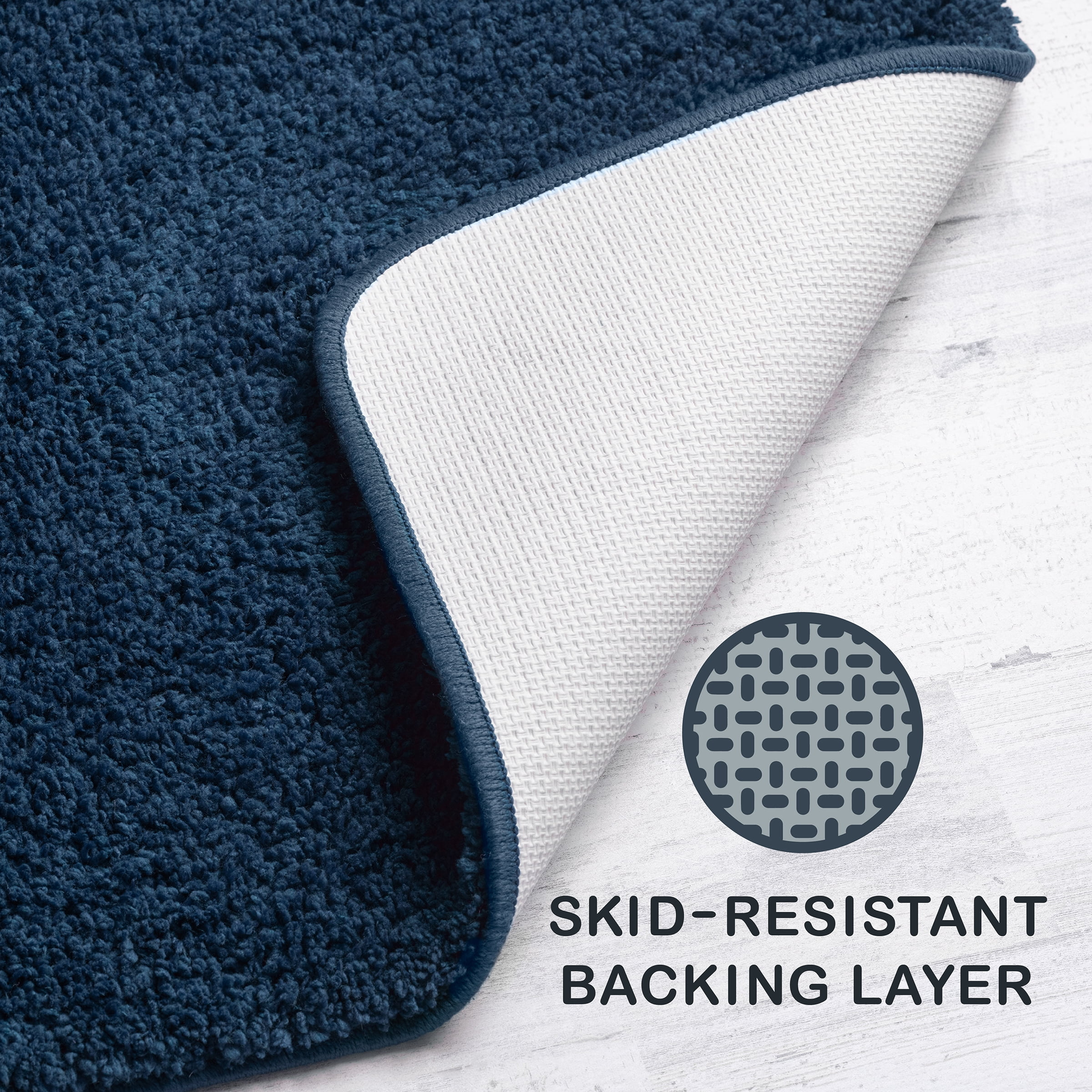 Mainstays Basic 2-Piece Polyester Bath Rug Set, Navy, 20" x 32"