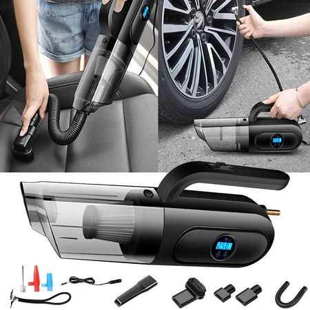 

YiFudd Car Vacuum Cleaner 4-in-1 Handheld Car Home Wet Dry Vacuum Cleaner With Inflatable Pump Tire Pressure Monitor Lighting