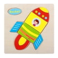thumbnail image 1 of Children 3D Assemble Toy Kids Educational Intelligence Wooden Cartoon Design Assemble Toy Plane Rocket, 1 of 7