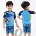 thumbnail image 2 of Boys Swim Sets Size 6 3 Piece Toddler Baby Boys Swimsuits Set Dinosaur Print Short Sleeve Rashguard Tops + Swim Trunks + Swim Cap Kids Swimwear Bathing Suit Beachwear,100(3-4 Years),B-Sky Blue, 2 of 3