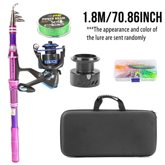 1.8m 2.1M Fishing Rod and Reel Combo - Fishing Rod Spinning Reel Bag Line Lure Hooks Full Kit carbon rod wheel set