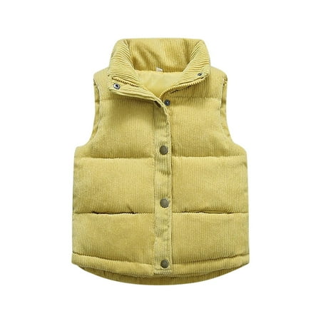 

REDARER Little Coat Toddler Kids Baby Outwear Toddler Kids Baby Boys Girls Corduroy Vest Fleece Fuzzy Sleeveless Coat Outerwear Pockets Sweatshirt Zipper Jacket For Girls Yellow 5-6 Years