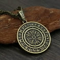 thumbnail image 5 of HOOUN Men's Norse Viking Rune Compass Pendant Punk Biker Necklace Braided Chain 24"-Bronze, 5 of 6