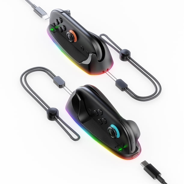 Pack de 2 ratones recargables Switch2 para mano izquierda y derecha con base magnética y luz ambiental para mandos Joy-Con de Nintendo Switch 2