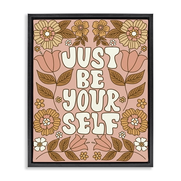 Stupell Industries Bohemian Groovy Be Yourself Black Floating Frame Canvas Art, 17 x 21, by Taylor Shannon Designs