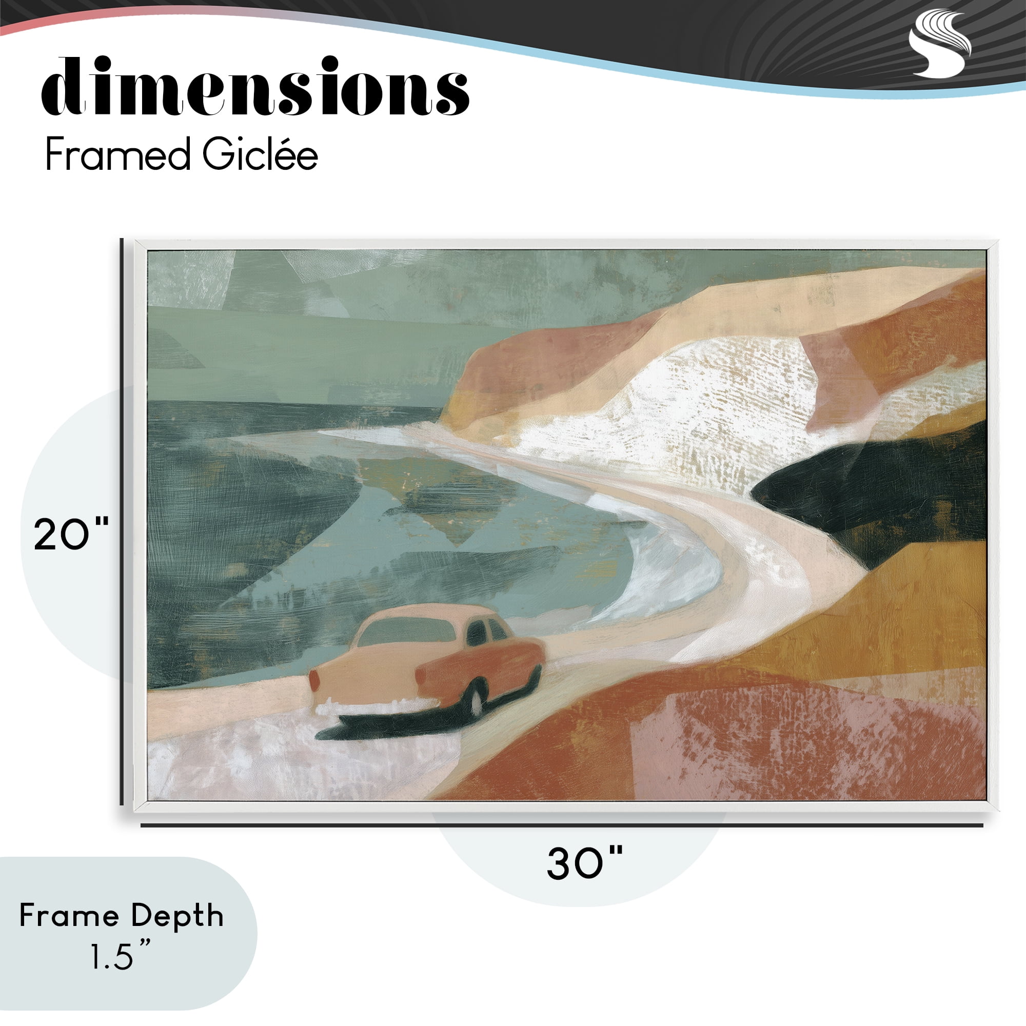 Stupell Industries Classic Car on Coastal Highway White Framed Giclee Art, design by Chromatic Storm Studio
