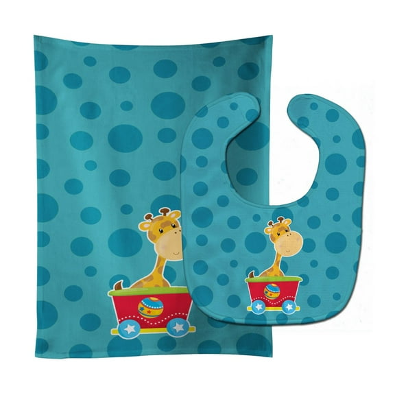 Circus Giraffe Train Car Baby Bib & Burp Cloth