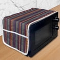thumbnail image 1 of Tribal Microwave Oven Cover, Striped Retro Pattern Rich Mexican Color Folkloric Print, Water Resistant Organizer with Pockets for Kitchen, 36" x 12", Teal Plum and Orange, by Ambesonne, 1 of 4