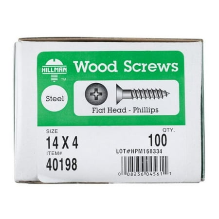 

40198 14 x 4 in. Phillip Flat Head Zinc Plated Steel Wood Screws- pack of 6