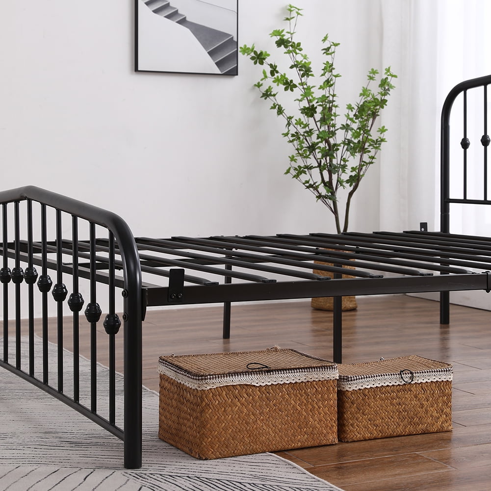 Kepooman Modern Design Single-Layer Iron Curved Frame Bed Vertical Pipe Ball with Black, 63.80"L x 25.20"W x 5.31"H, Queen Kepooman Modern Design Single-Layer Iron Curved Frame Bed Vertical Pipe Ball with Black, 63.80"L x 25.20"W x 5.31"H, Queen