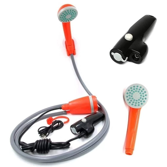 eYotto 6ft Outdoor Camping Portable Shower USB Chargeable Camp Shower Head Orange Hand Held Sprayer