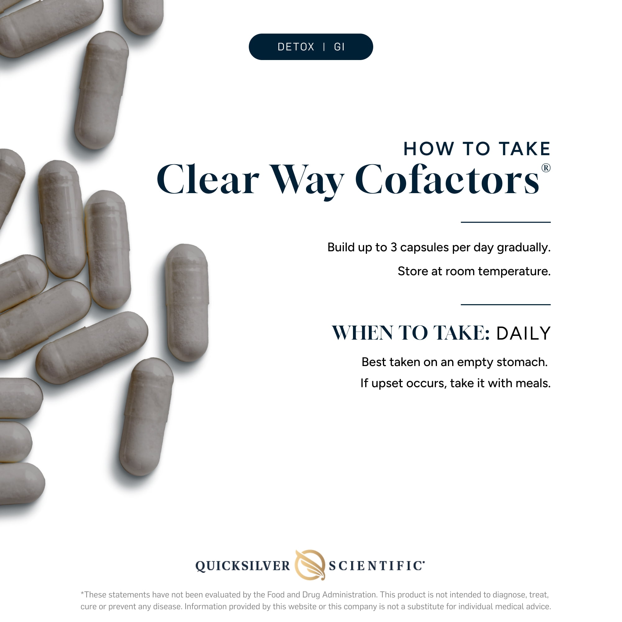 Quicksilver Scientific Clear Way Cofactors - Body Detox Cleanse Support with Vitamin B1, Dandelion Extract, Quercetin & Nattokinase Enzyme - Antioxidant Cleanse to Support Gut Health (120 Capsules)