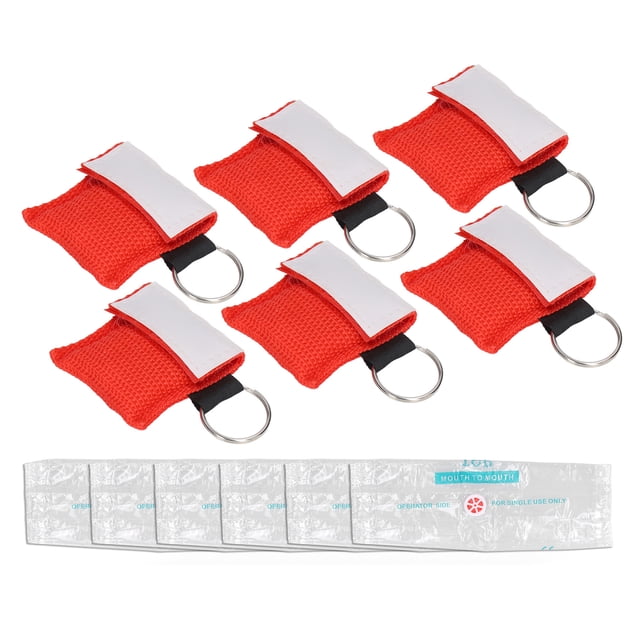 Llavero De Resucitador De RCP, PE Rojo, 6 Piezas, Válvula Unidireccional, Reduce El Peligro, Protector Facial De Emergencia Para Reanimación Cardiopulmonar Para Bolso