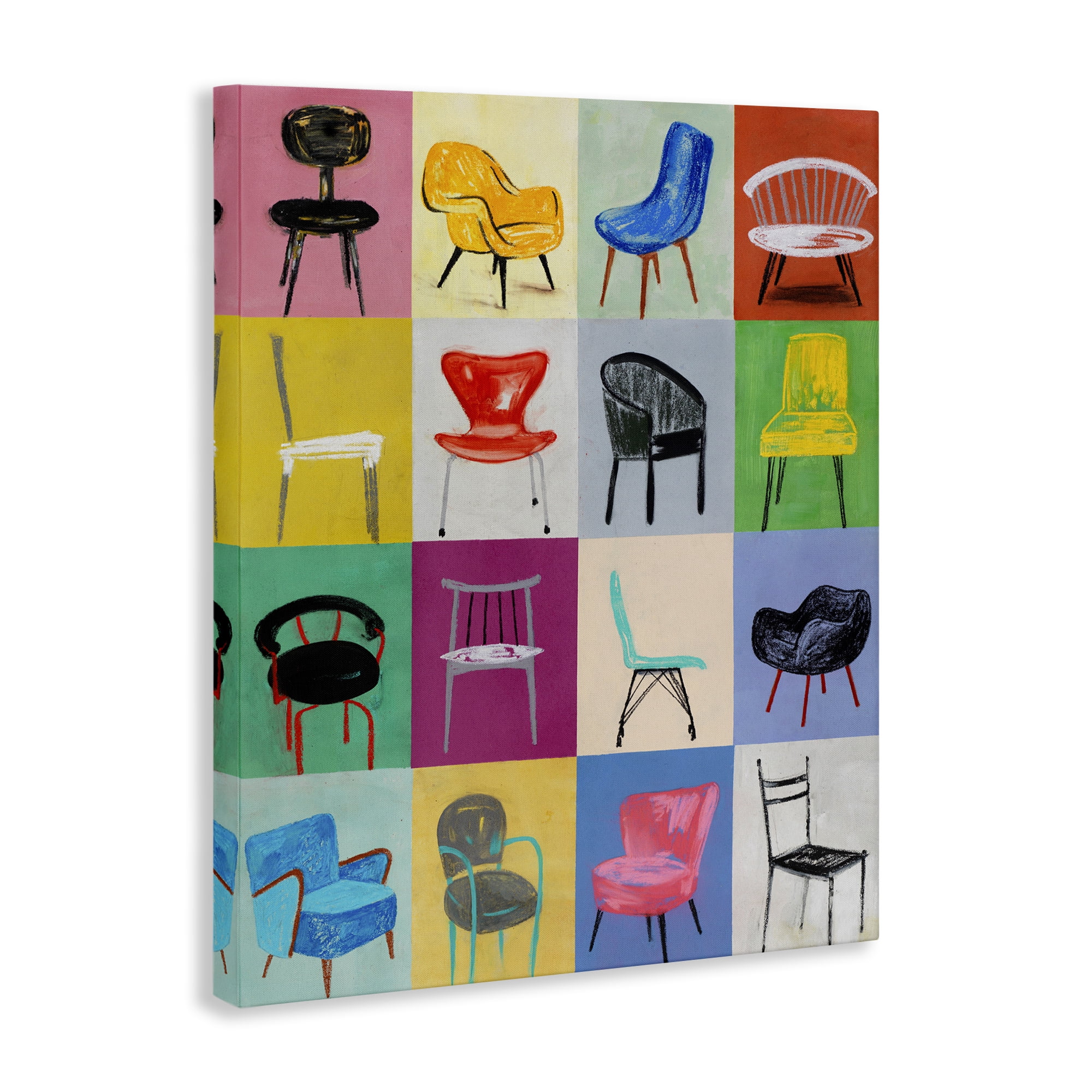 Stupell Industries Bright Modern Chairs Animals & Insects Painting Gallery Wrapped Canvas Art Print Wall Art, 30 x 40