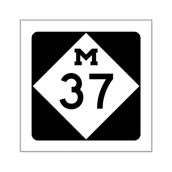 CafePress - M 37, Michigan Square Sticker 3 X 3 - Square Sticker 3" x 3"