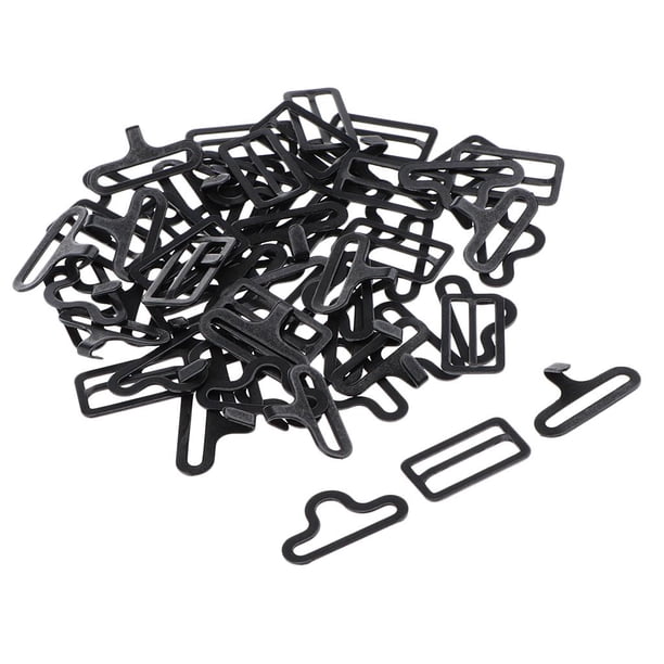 Juego de 20 piezas de herrajes de hierro para pajaritas: ganchos, clips, hebillas y cierres ajustables. Negro