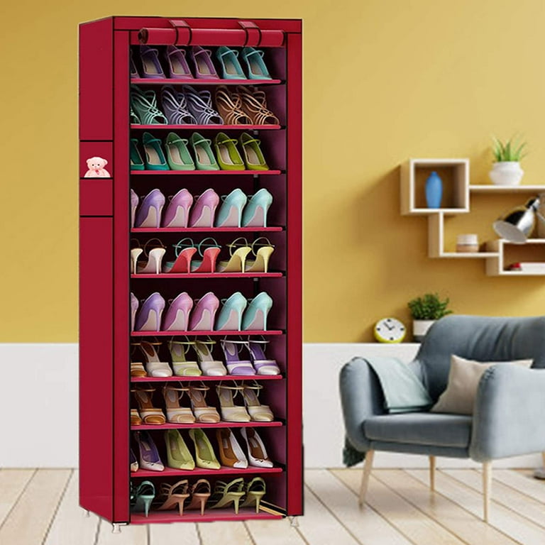  10 Tier Shoes Rack with Cover, Shoes Racks Organizer
